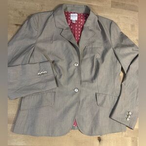 Kate Hill Women's Beige Blazer with Polka Dot Lining